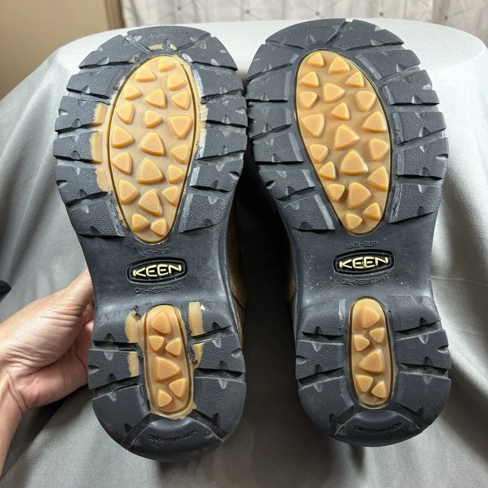 KEEN Presidio Classic Brown Leather Hiking Shoes Men's Size 9.5M, Rubber Soles